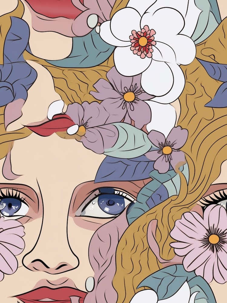 Abstract Face With Flowers 2