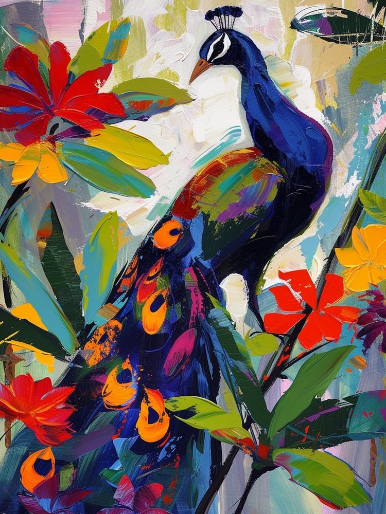 Peacock On The Branches Painting 2