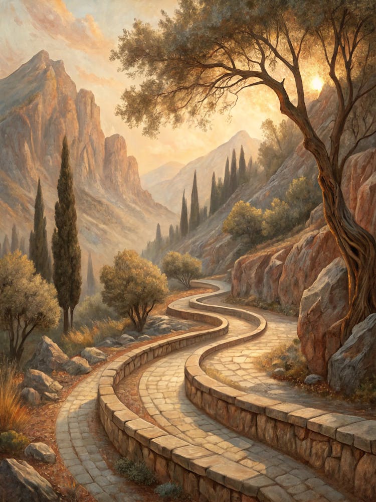 Oil Painting Style Curved Lines In Soft Stone