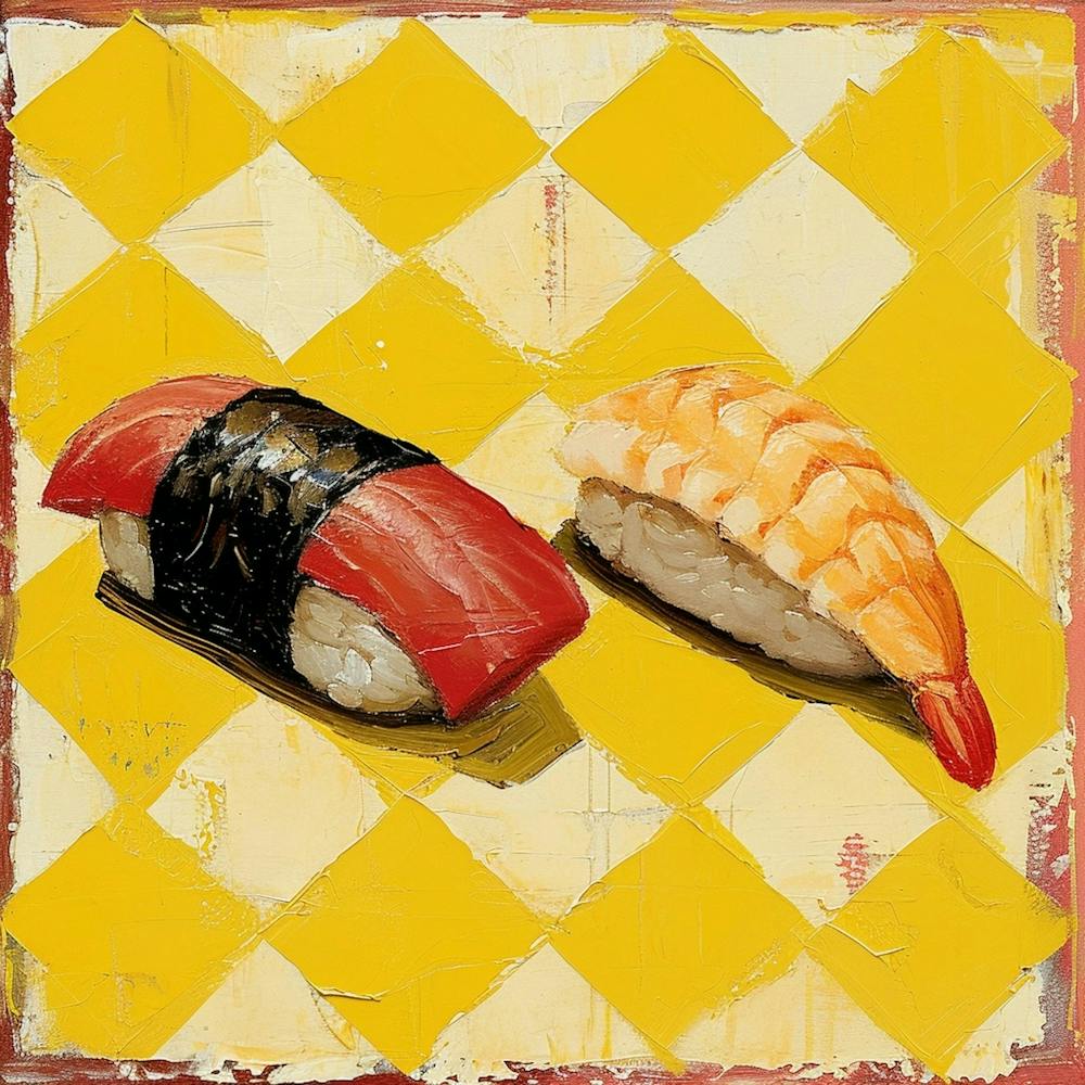 Nigiri Sushi Yellow Checkerboard 4