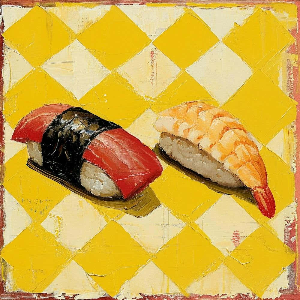 Nigiri Sushi Yellow Checkerboard 4