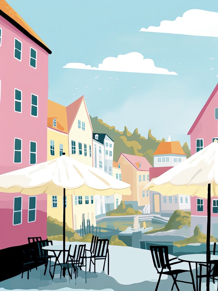 Stavenger, Norway, Flat Pastels Tones Illustration 1
