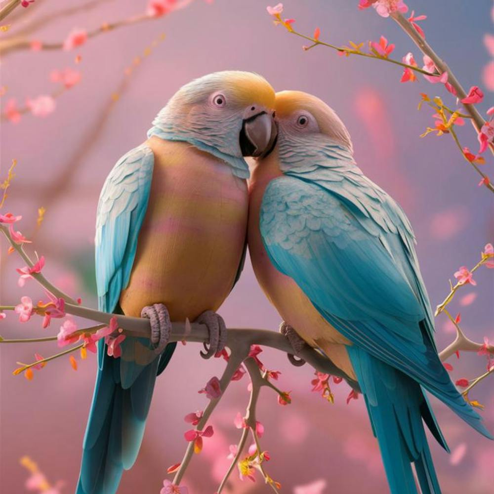 Two Parrots Kissing 1