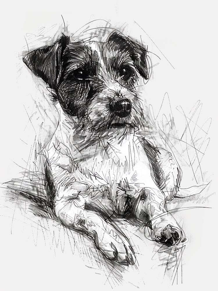Parson Russell Terrier Dog Line Sketch  2
