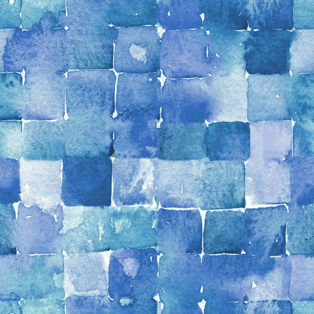 Blue Geometric Abstract Watercolor Squares
