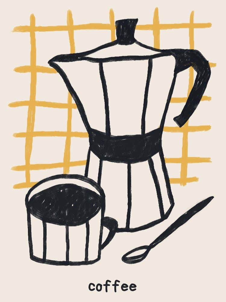 Coffee retro poster, Coffee lover, Breakfast print, Fun kitchen decor