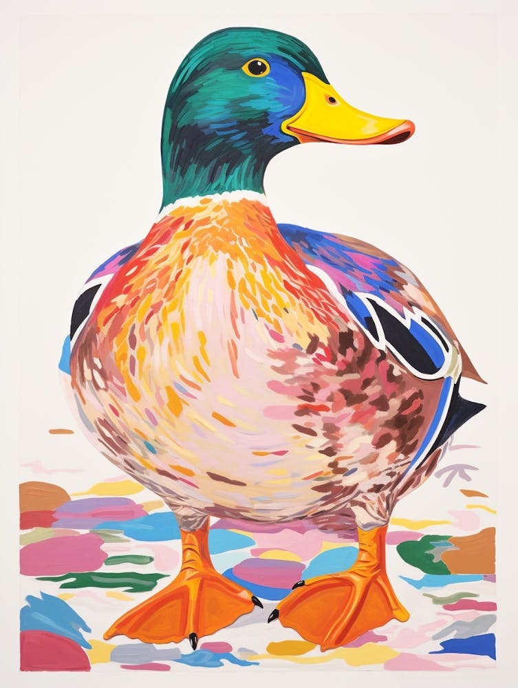 Colourful Bird Painting Mallard Duck