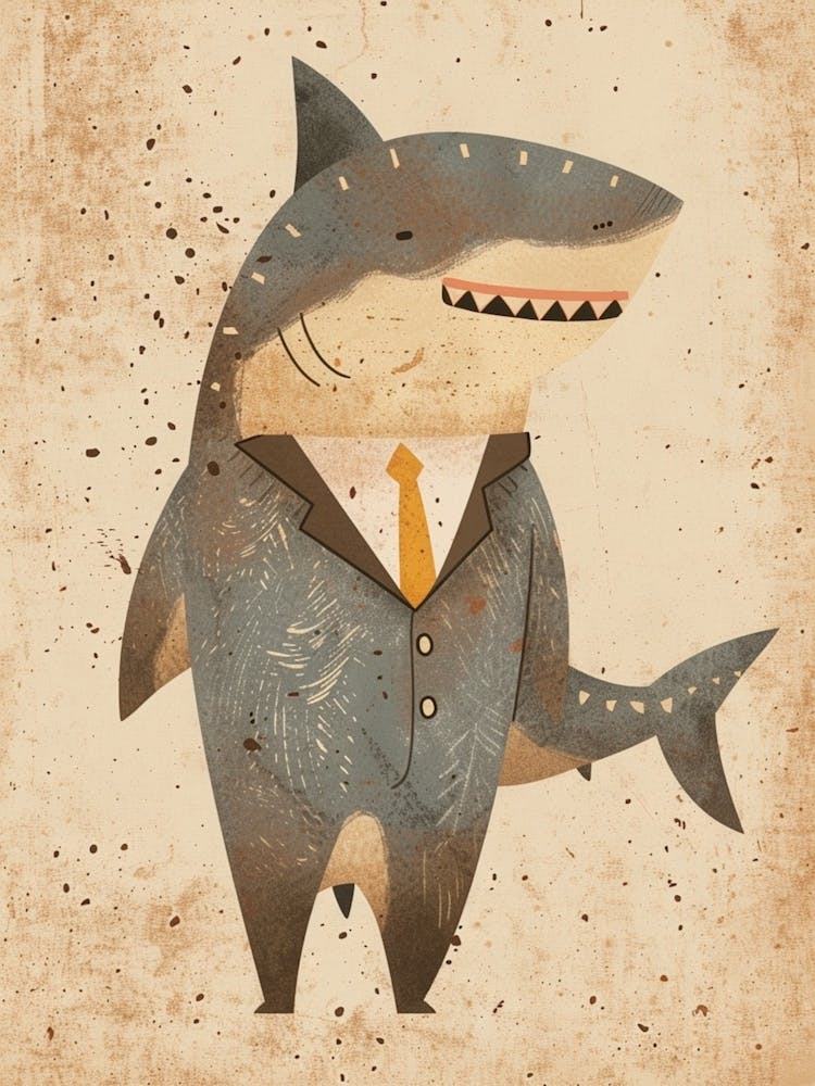 Shark In A Suit Muted Pastels