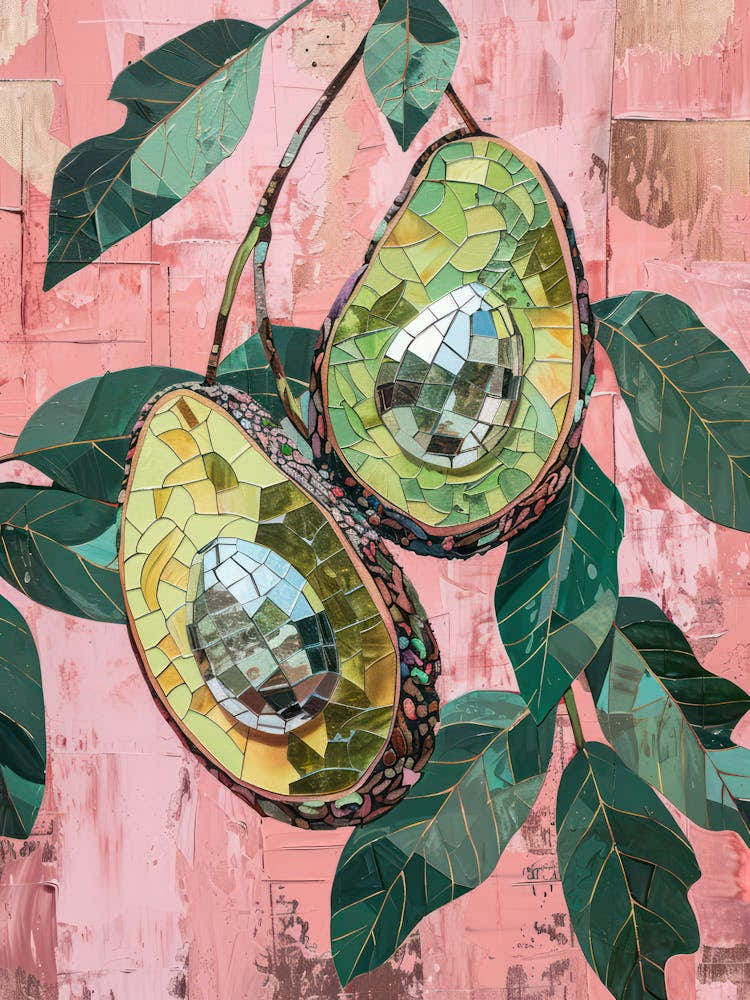 Disco Ball Avocado Tree Mosaic Painting Kitchen