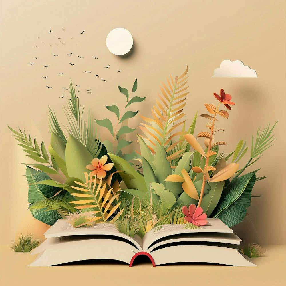 Open Book With Plants