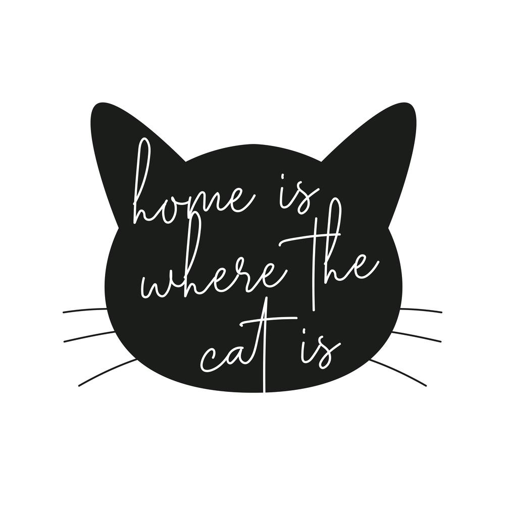 Home Is Where The Cat Is Silhouette Square