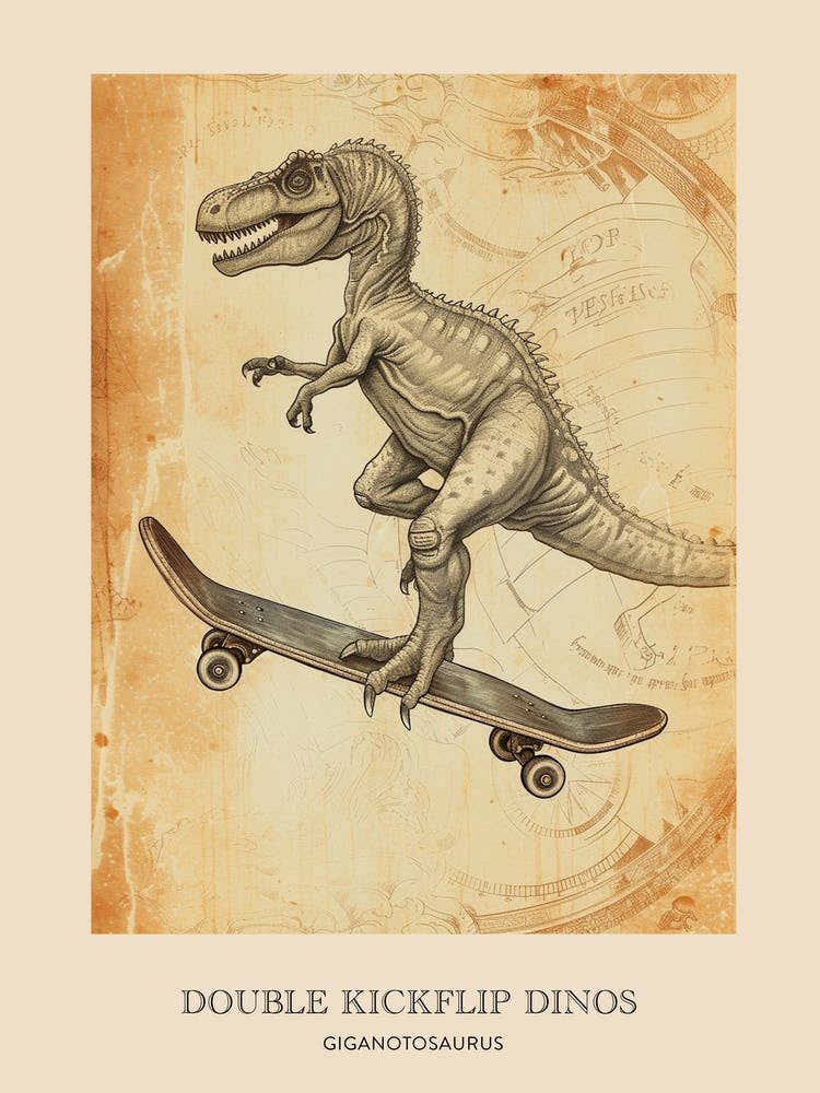 Giganotosaurus Vintage Dinosaur Poster 1