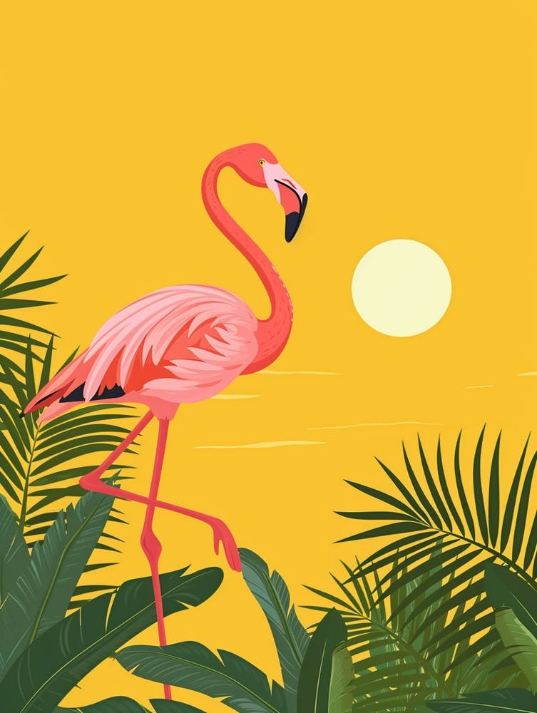 Greater Flamingo Caribbean Islands Tropical Illustration 3