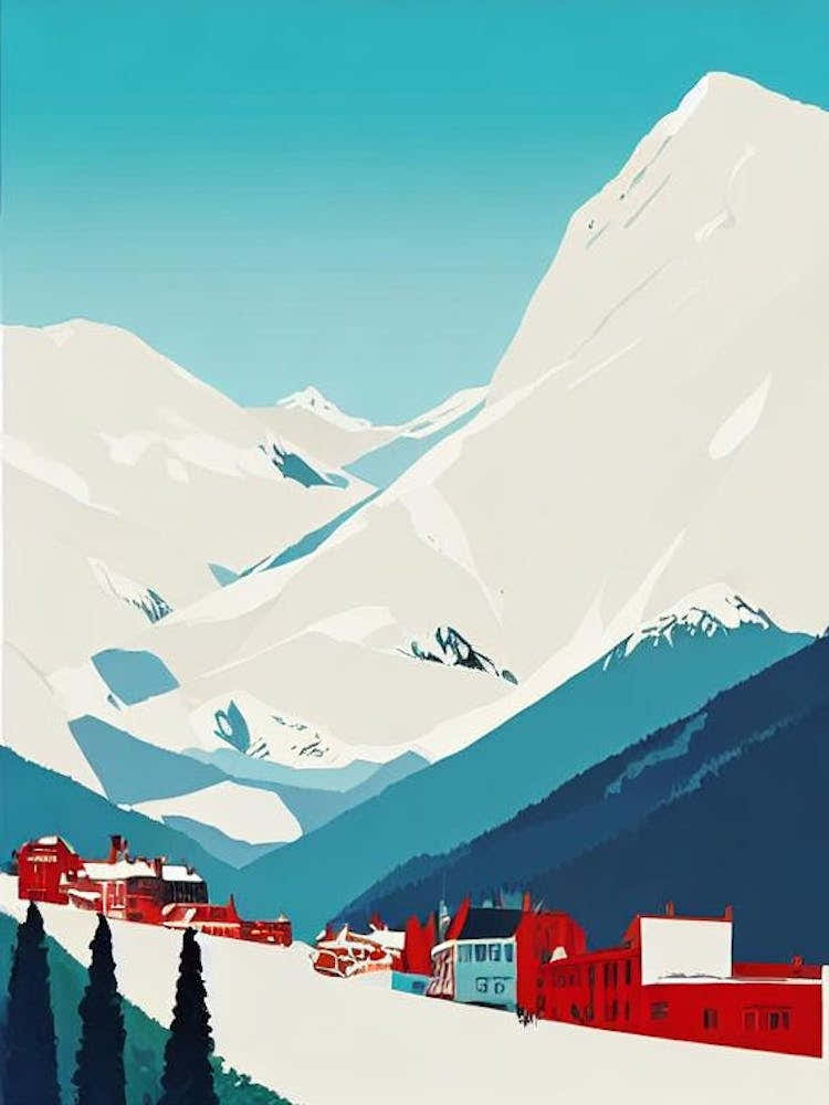 Les Deux Alpes 2 France Midcentury Vintage Poster