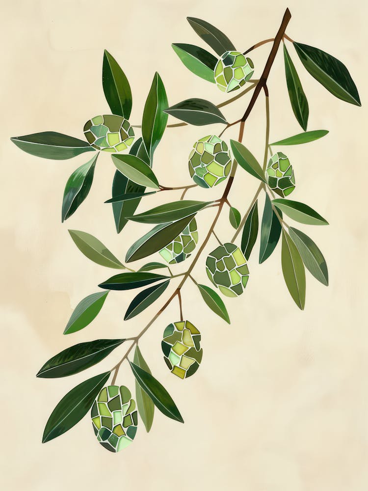 Disco Ball Olive Branch Mosaic Painting Kitchen