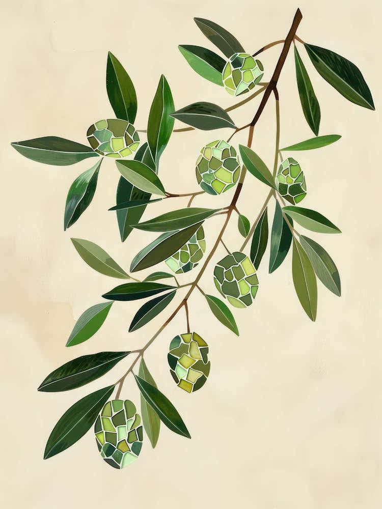 Disco Ball Olive Branch Mosaic Painting Kitchen