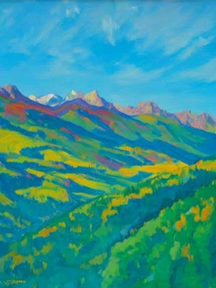 Écrins National Park France Blue Oil Painting