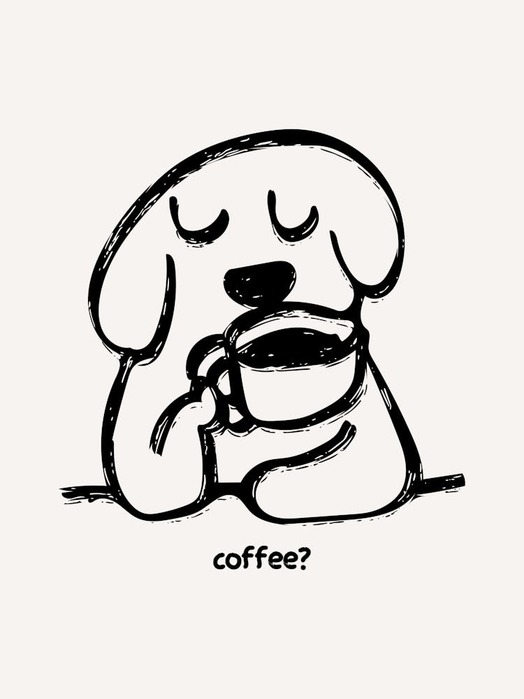 Coffee Dog Black Poster
