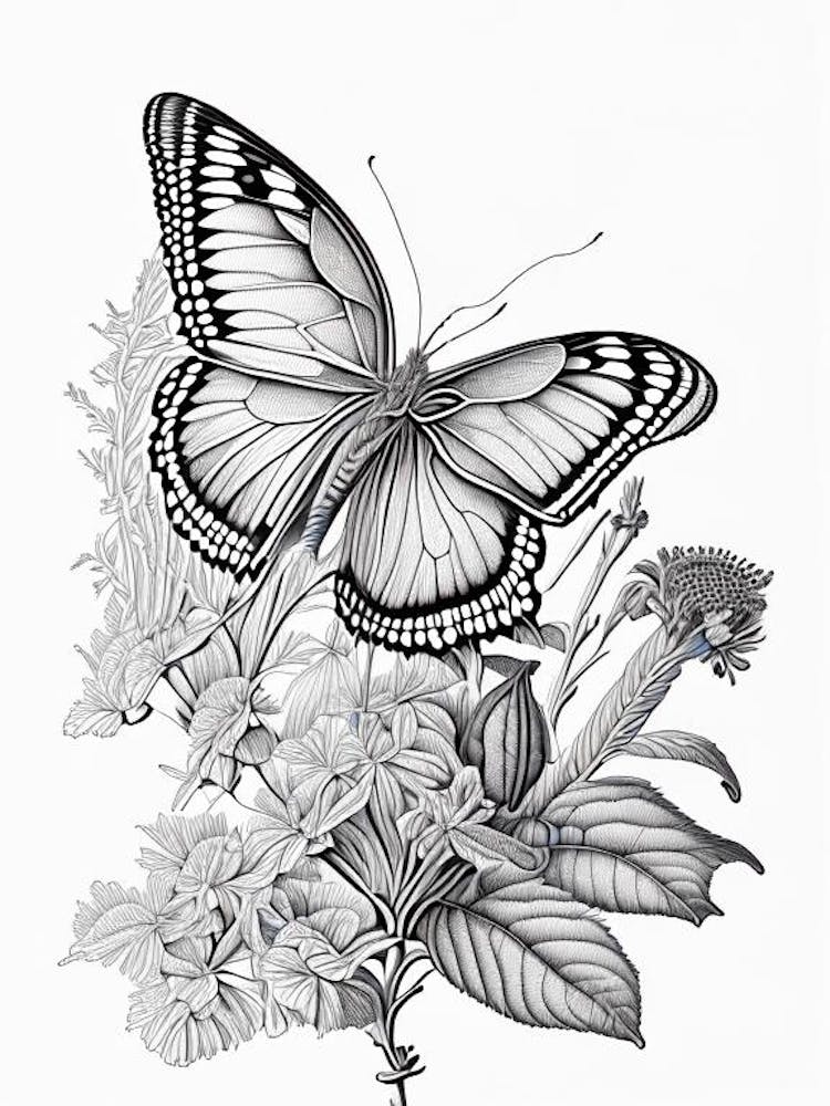 Butterfly On Flower Andy Warhol Inspired 1