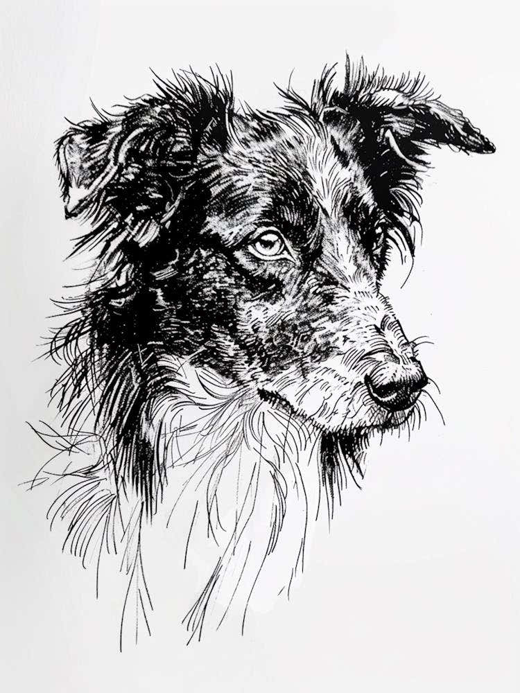 Sheep Dog Line Sketch 2