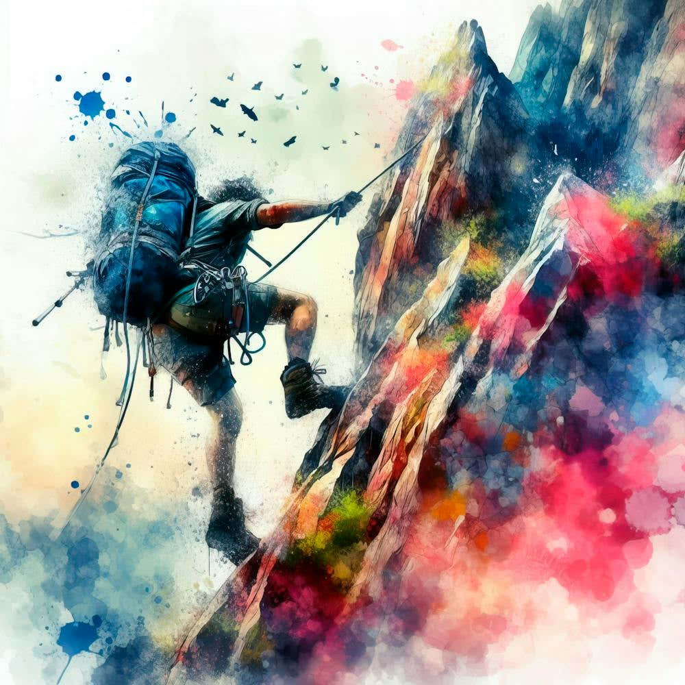 135 Climber In Watercolor