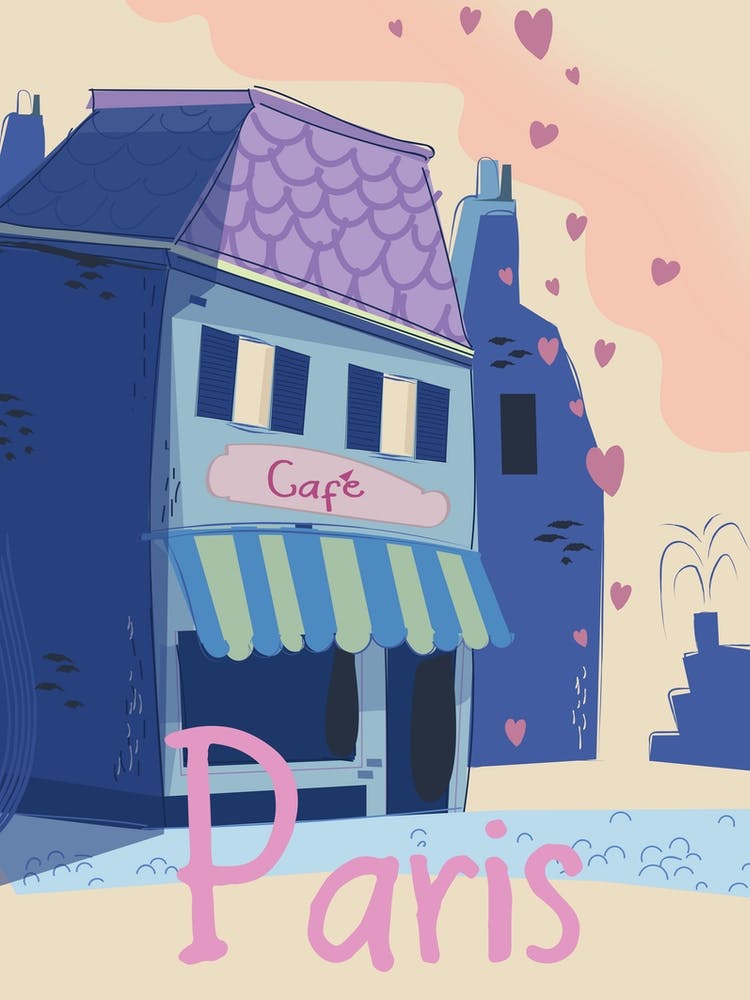 Paris Cafe travel poster