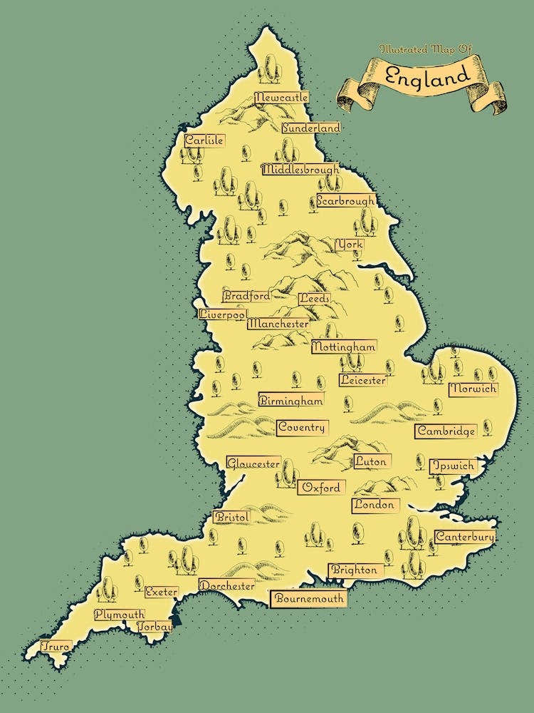 Vintage England Map