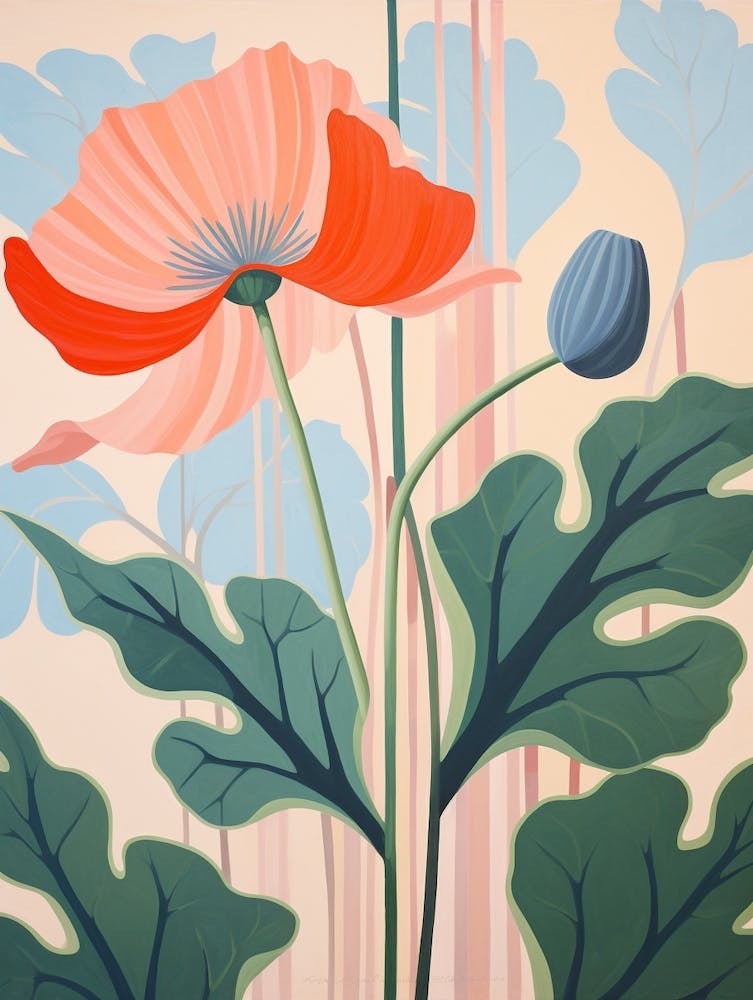 Poppy 2 Hilma Af Klint Inspired Pastel Flower Painting
