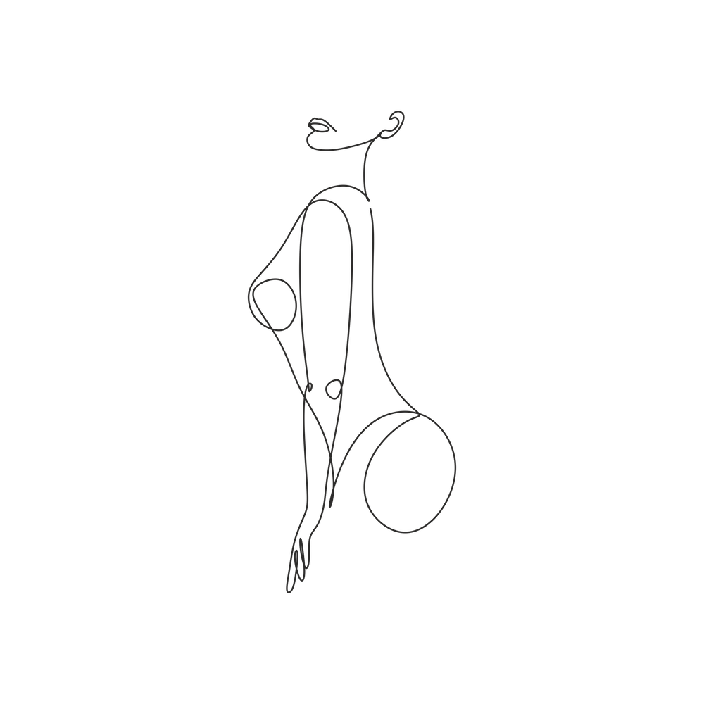 Line art Nude woman print