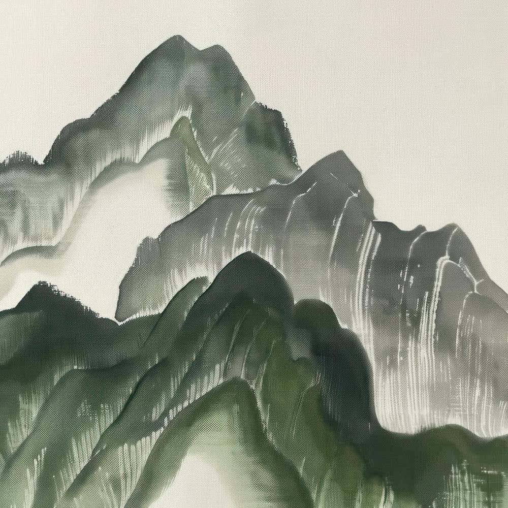 Japanese Watercolour Of Mount Oyama 5