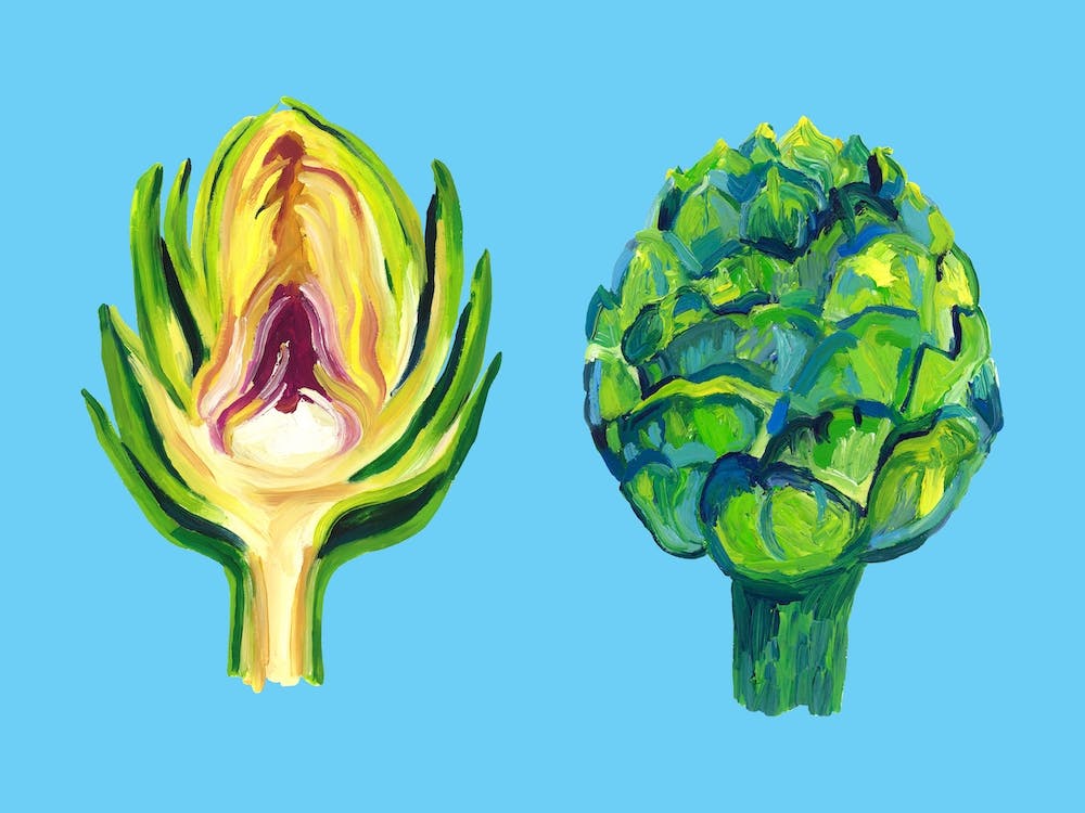Artichokes On Blue