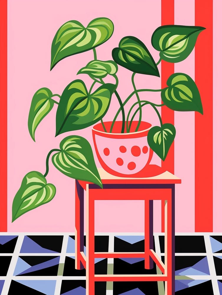 Pink And Red Plant Illustration Pothos 2