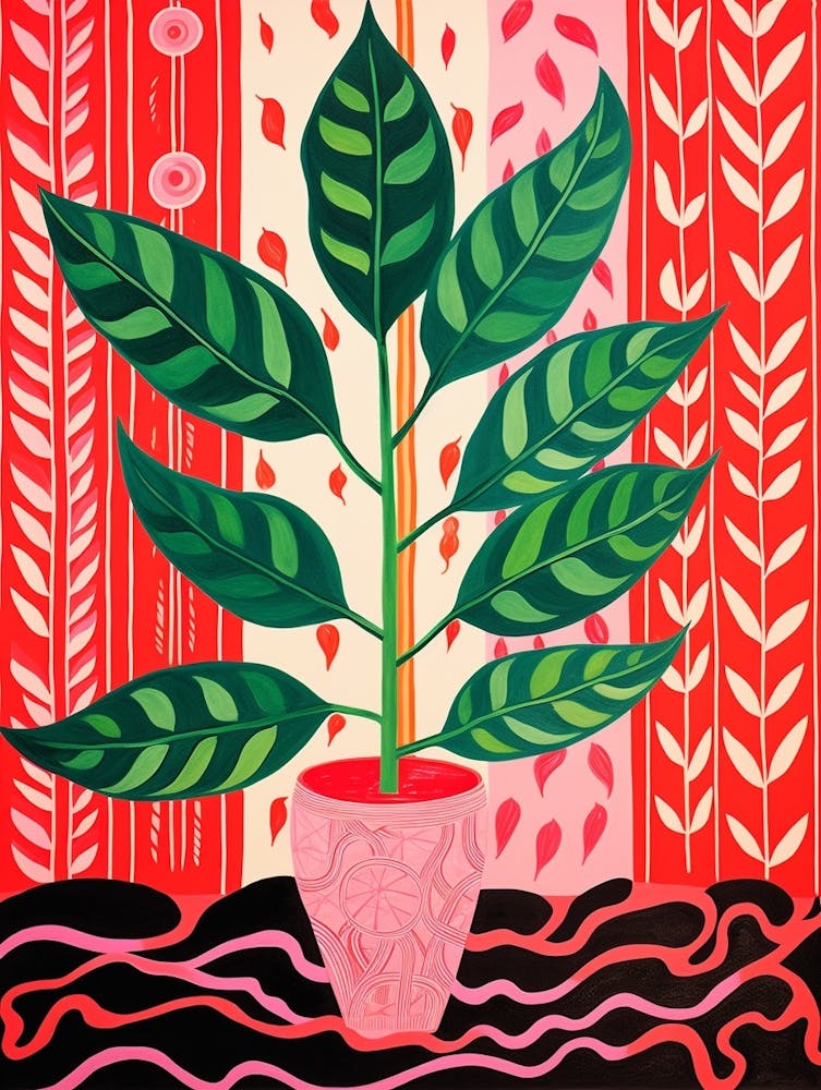 Pink And Red Plant Illustration Zz Plant 6