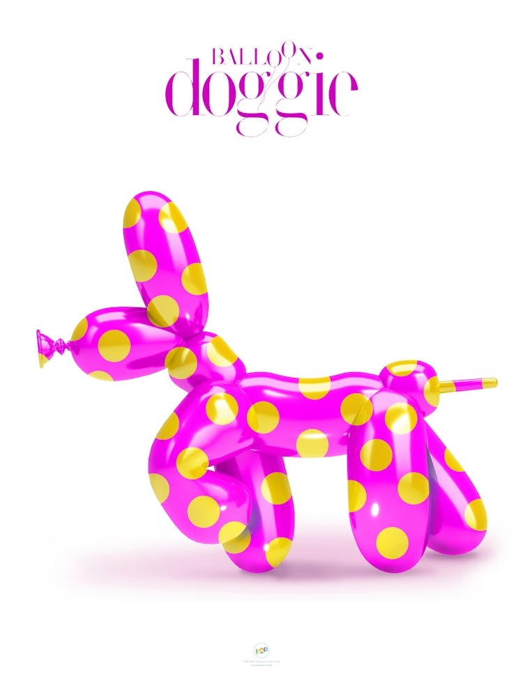 BALLOON DOGGIES PINK DOTS Y | Digital art | Pop Art World 2025 This character was invented by someone who played with making figures with balloons. Suddenly, in his skillful hands appeared this little dog, today baptized by Pop Art World as Balloon Doggie