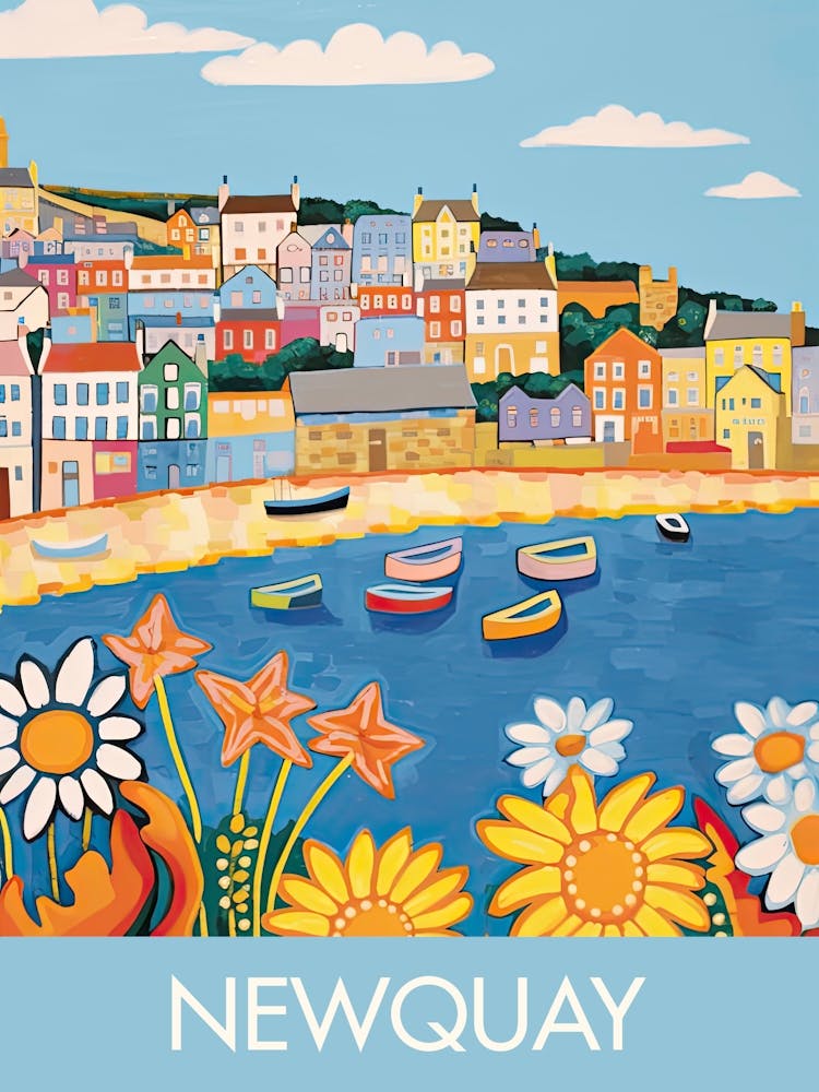 Newquay England Travel Print Painting Cute
