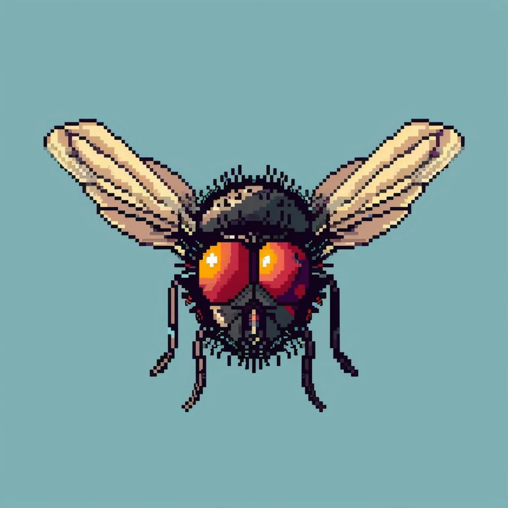 Fly Head, Cartoon Icon Pixel Art Logo