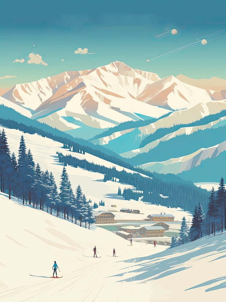 Steamboat Ski Resort   Colorado, Usa, Ski Resort Illustration 3 Simple Style