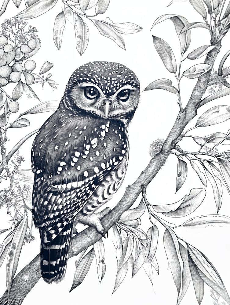 Northern Pygmy Owl Drawing 3