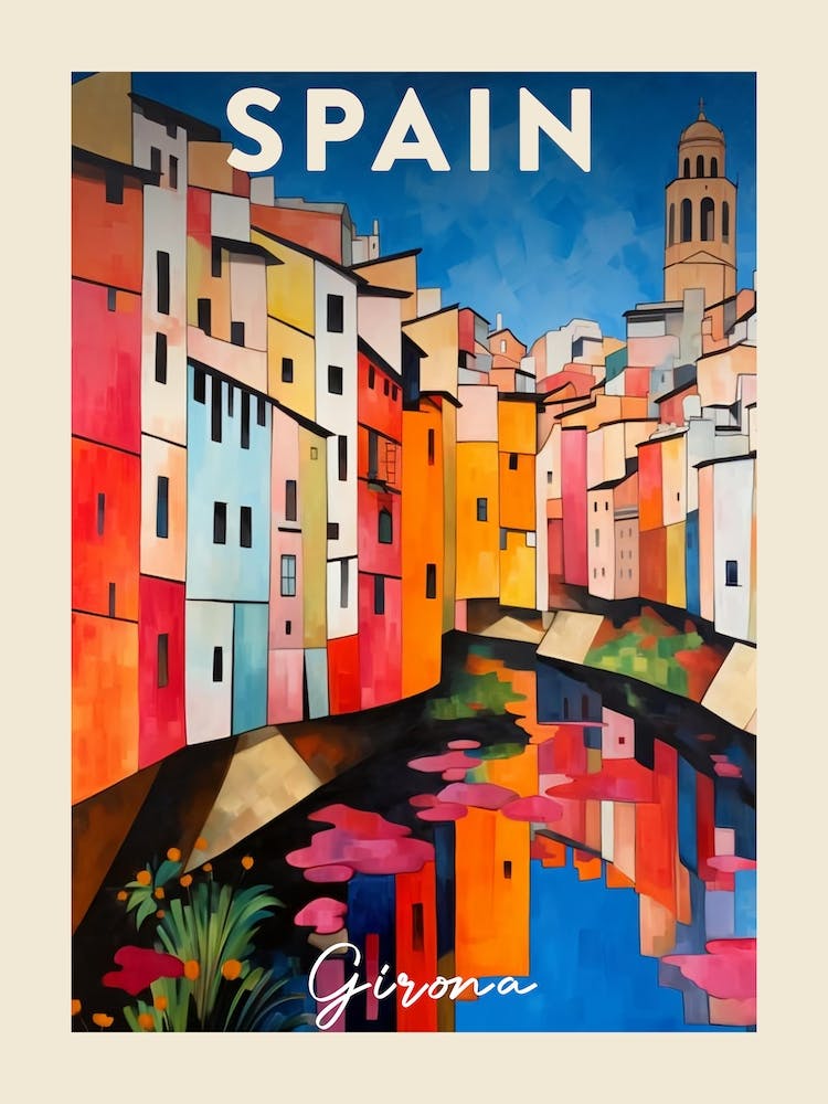 Girona Spain 2 Fauvist Painting  Travel Poster