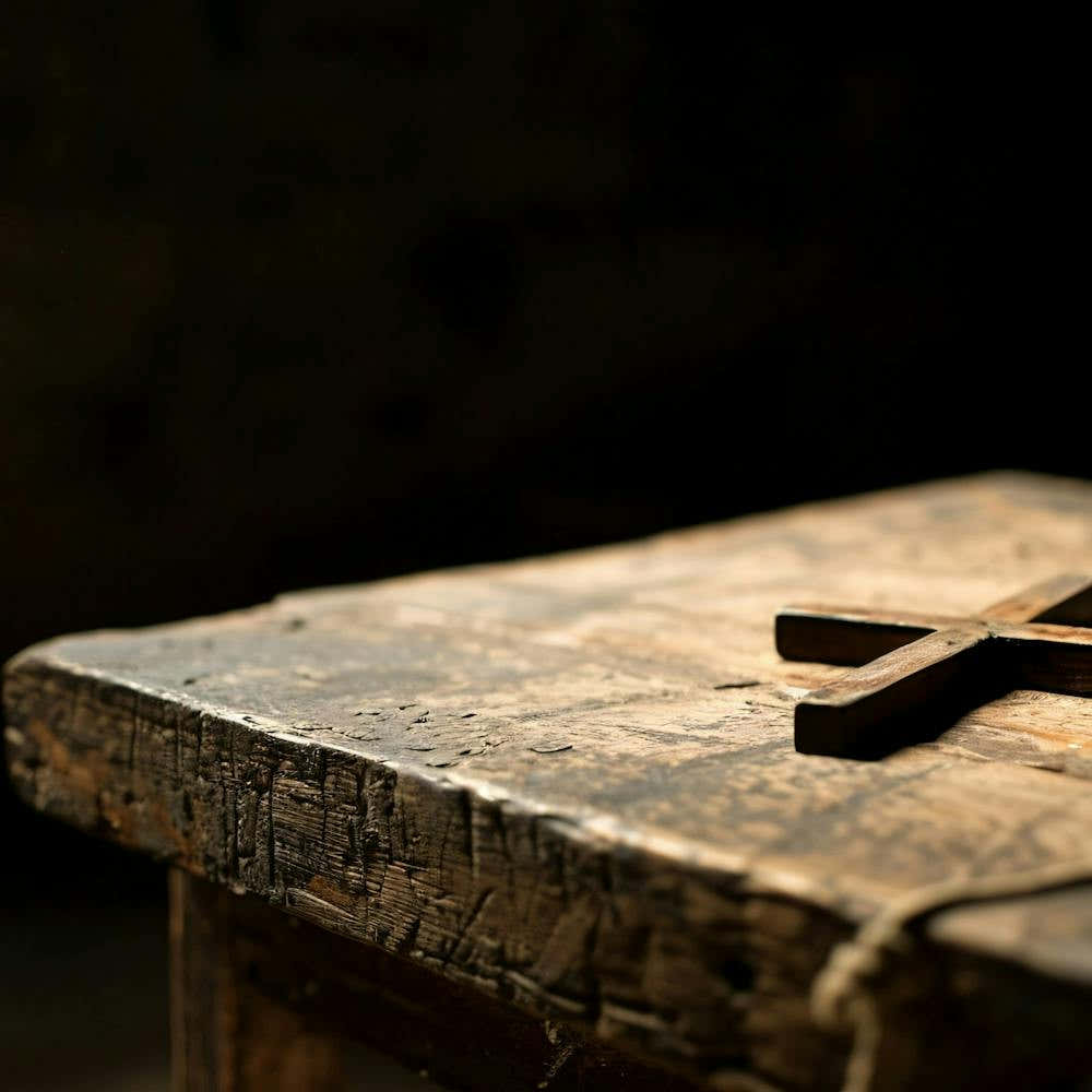 Cross On A Wooden Table