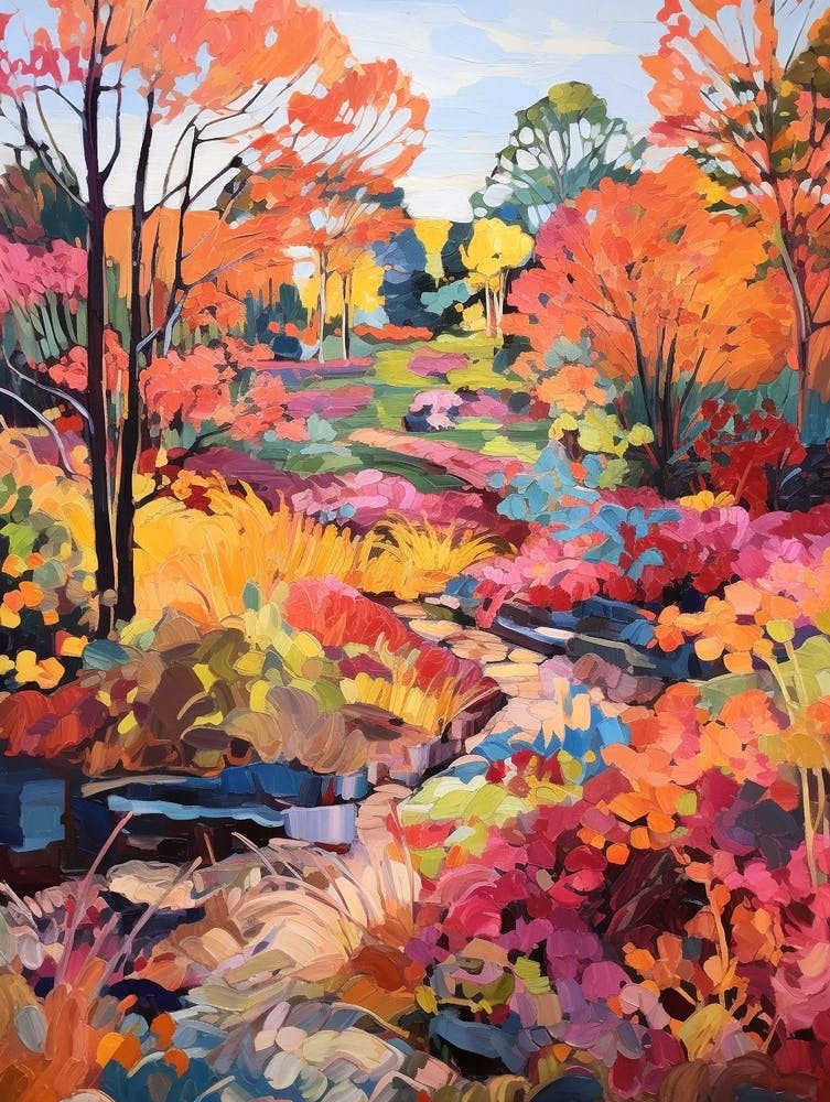 Autumn Gardens Painting Gothenburg Botanical Garden Sweden 3