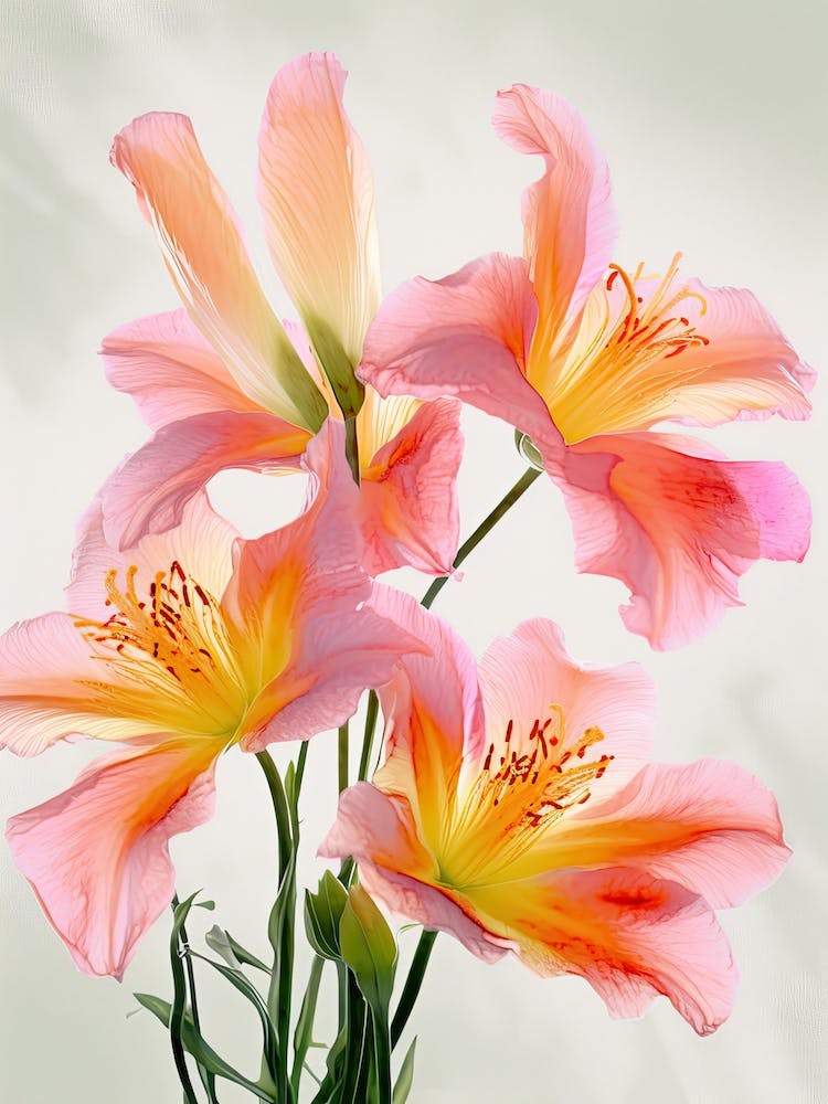 Lilies Flowers Acrylic Painting In Pastel Colours 5