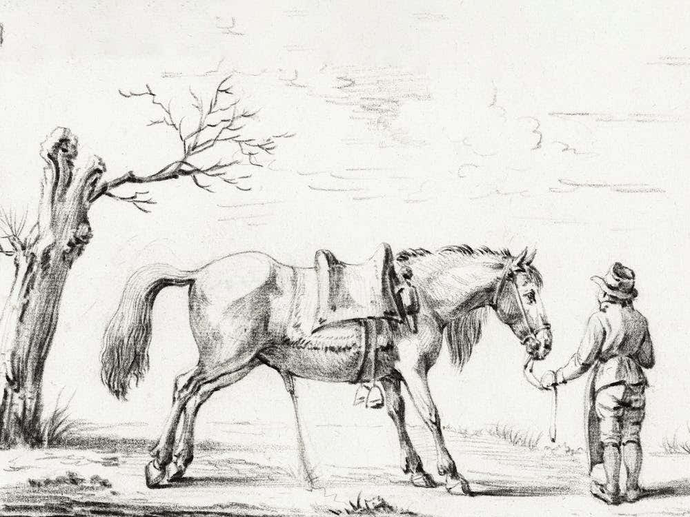 Rider Standing Next To Horse, Jean Bernard