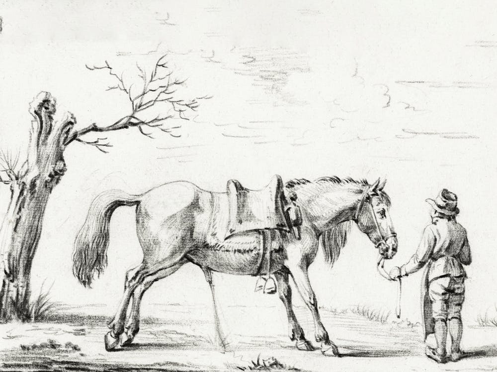 Rider Standing Next To Horse, Jean Bernard