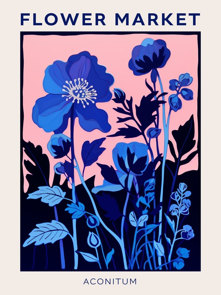 Blue Flower Market Poster Aconitum 2