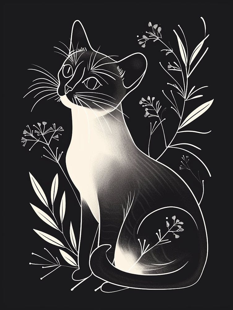 Siamese Cat Minimalist Illustration 1