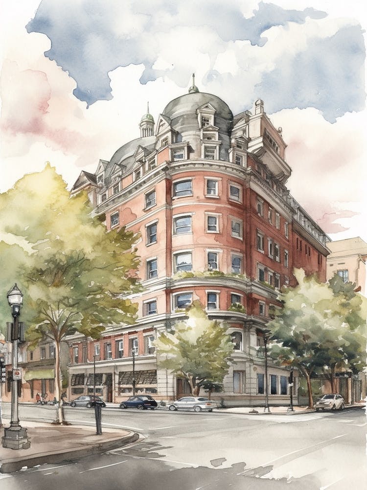 Boston Neighborhood, Watercolour 4