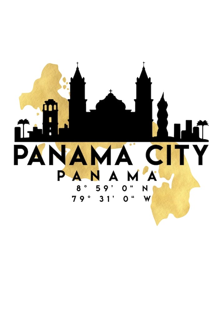 Panama City Silhouette City Skyline Map