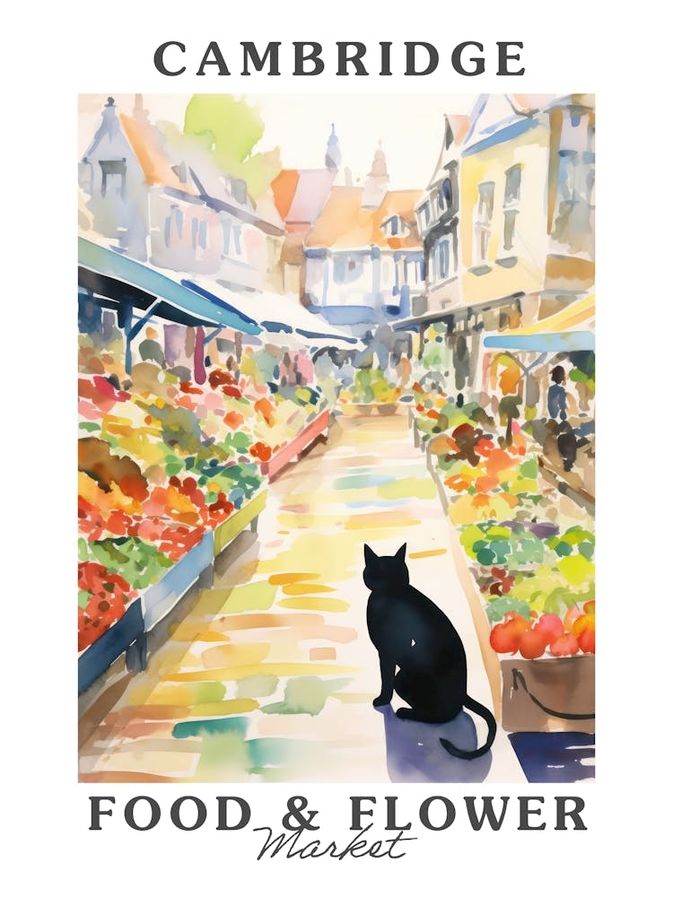 Food Market With Cats In Cambridge 1 Poster