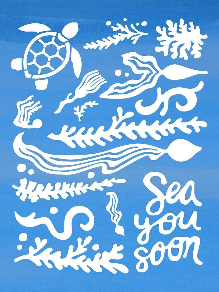 Sea you soon - travel poster, vector art, positive tropical motivation 23
